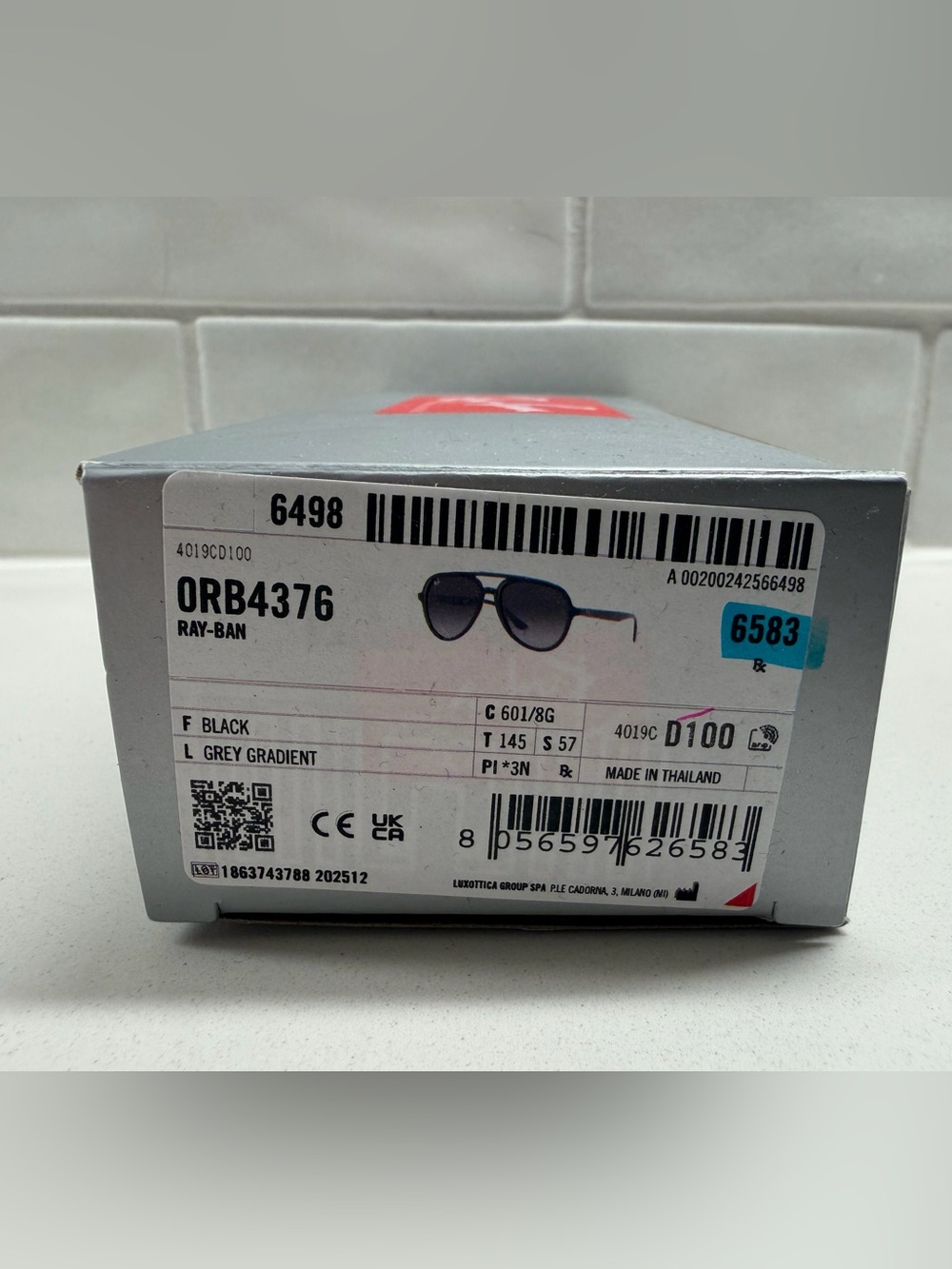 Ray-Ban ORB4376 Sunglasses - Black Frame, Gray Lenses